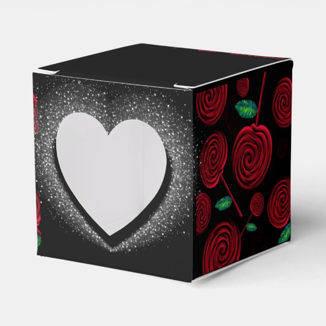 red and black luxury for celebration favour box (Front Side)