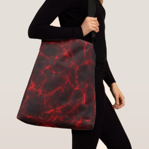 Red and Black Marble Swirl Abstract Crossbody Bag