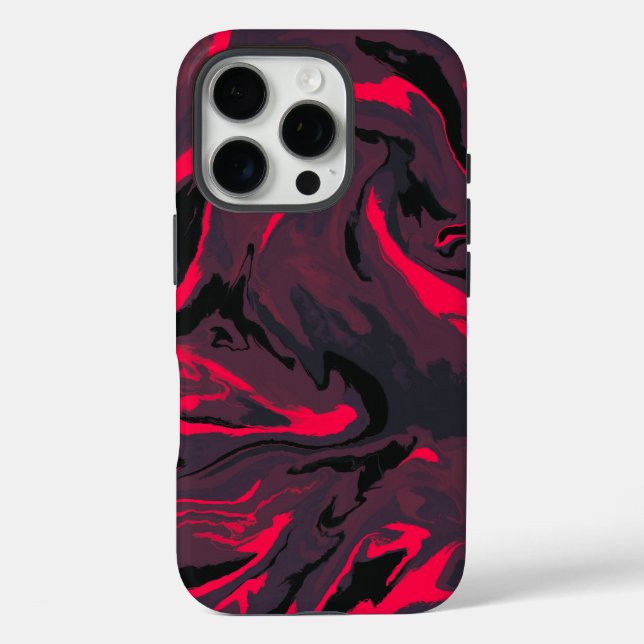 Red and Black Marble Swirl Abstract Phone Case (Back)