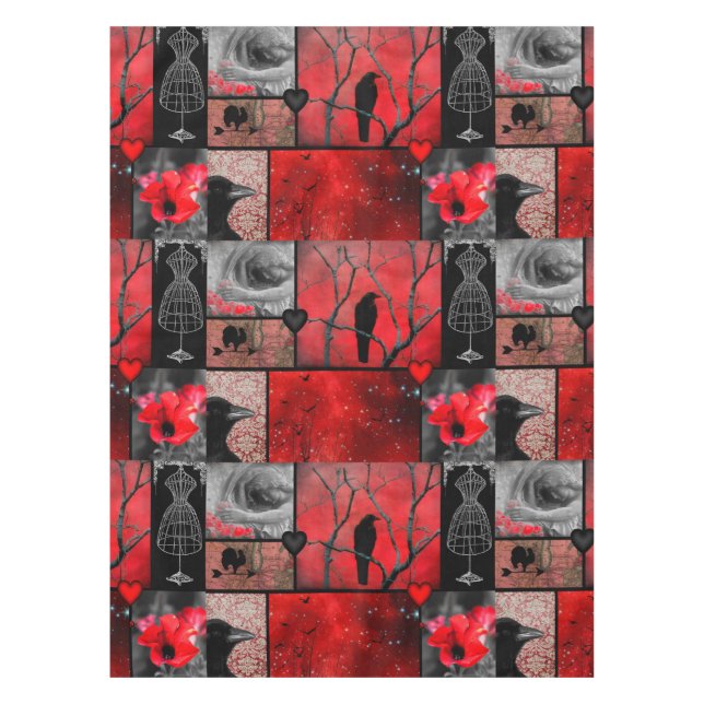 Red And Black Menagerie Tablecloth (Front)