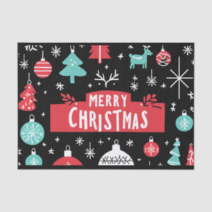 Red and Black Merry Christmas festive  Tissue Paper