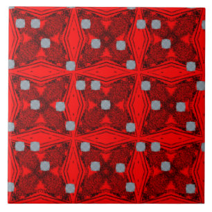 Red and Black Mid Century Modern Pattern Tile