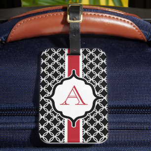 Red and Black Monogrammed Luggage Tag