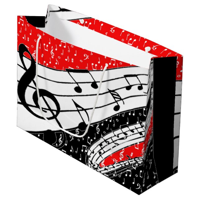 Red and black music theme large gift bag (Front Angled)