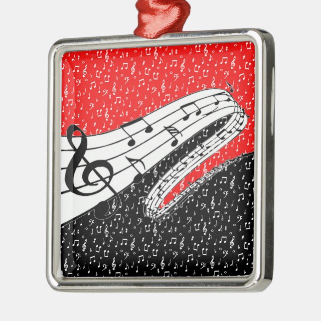 Red and black music theme metal tree decoration (Left)