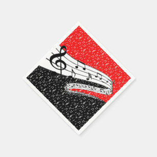 Red and black music theme napkin