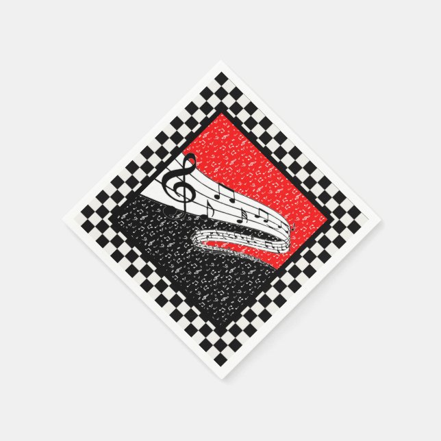 Red and black music theme napkins (Corner)