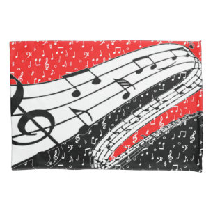 Red and black music theme pillowcase