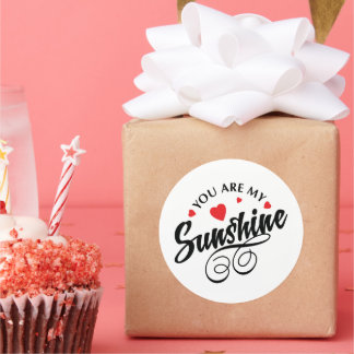 Red and black my sunshine round sticker