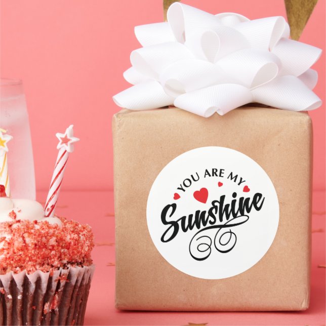 Red and black my sunshine round sticker (Party)