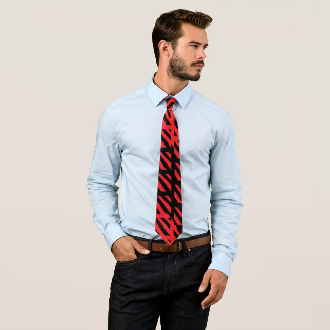 Red and Black Necktie With Abstract Design   (In Situ)