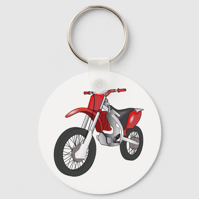 Red and Black Off-Road/Enduro Motorcycle Key Ring (Front)