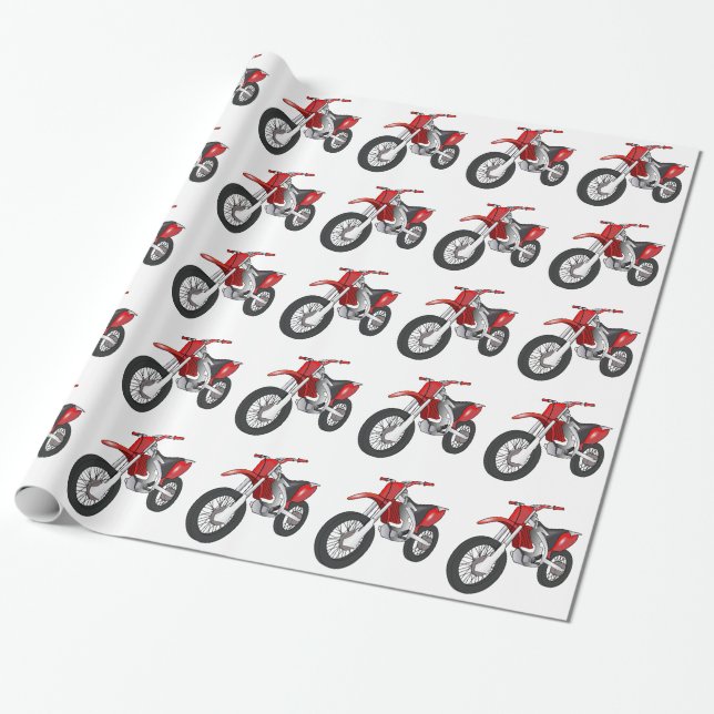 Red and Black Off-Road/Enduro Motorcycle Wrapping Paper (Unrolled)