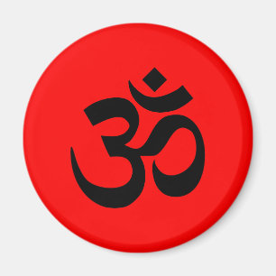 Red and Black Om Symbol Magnet
