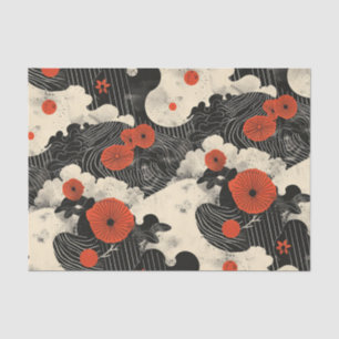 Red and Black Oriental Tissue Paper