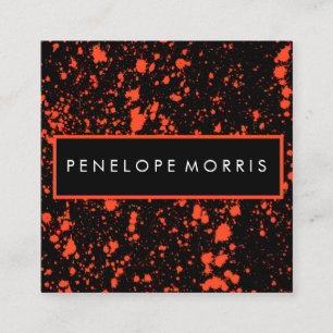 Red and Black Paint Splatter Beauty Stylist  Square Business Card