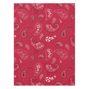 Red and Black Paisley Western Bandanna Print Tablecloth