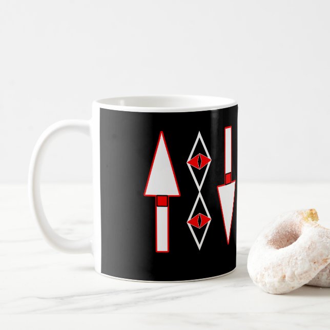 Red and Black pattern,Trend inspiration Coffee Mug (With Donut)