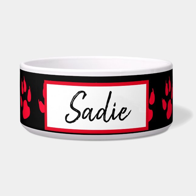 Red and black Paw Print Dog's Food (Front)