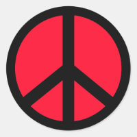 RED AND BLACK PEACE SIGN STICKER