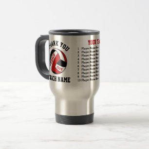 Red and Black Personalised Volleyball Coach Gifts Travel Mug