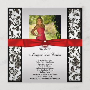 Red and Black Photo Graduation Announcement