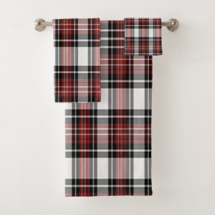 Red And Black Plaid Bath Towel Set
