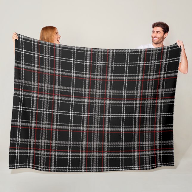 Red and Black Plaid Buffalo Check Pattern  Fleece Blanket (In Situ)