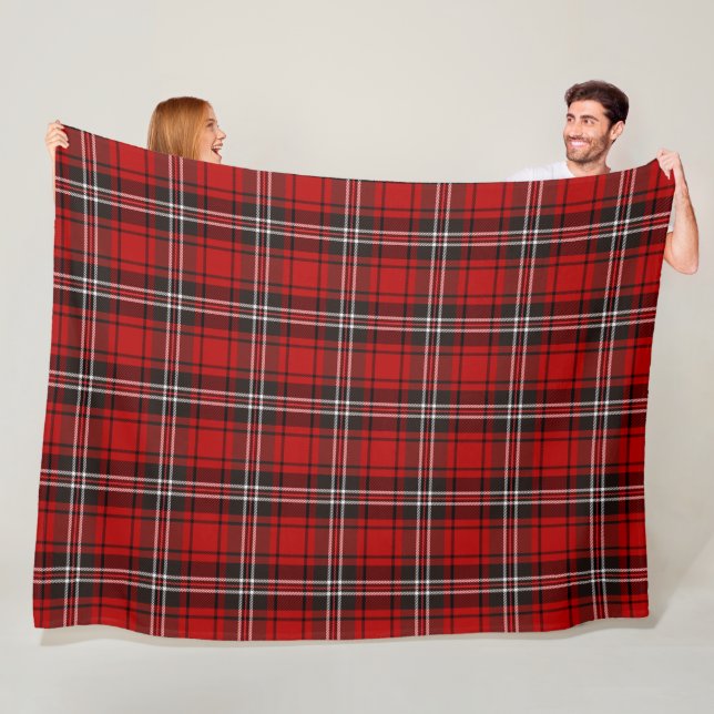 Red and Black Plaid Buffalo Check Pattern  Fleece Blanket (In Situ)