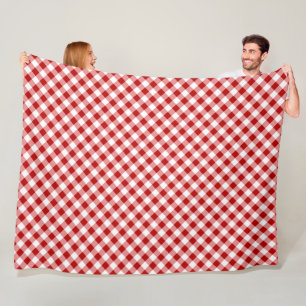 Red and Black Plaid Buffalo Check Pattern Fleece Blanket
