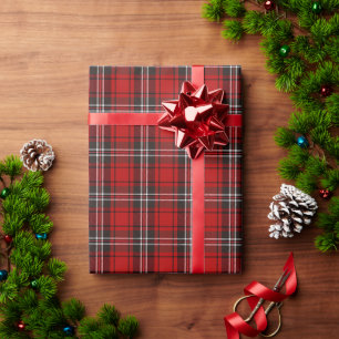 Red and Black Plaid Buffalo Check Pattern  Wrapping Paper