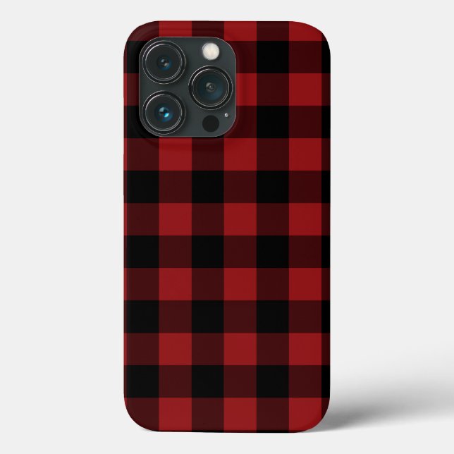 Red and Black Plaid Check iPhone Case (Back)