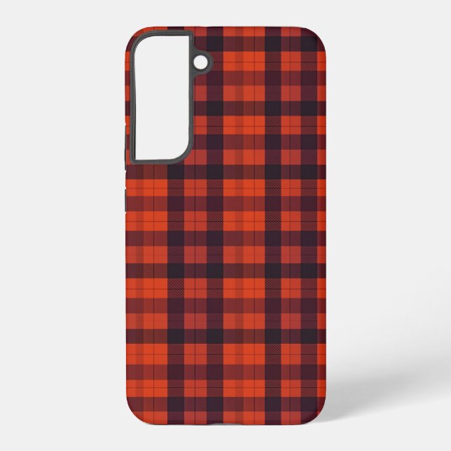 Red and Black Plaid Checkered Pattern Samsung Galaxy S22+ Case (Back)