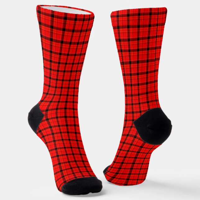 Red and Black Plaid Christmas Socks (Angled)