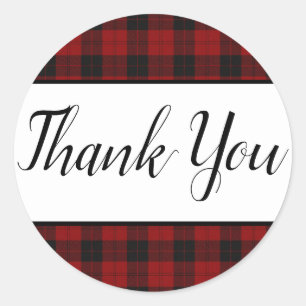 Red and Black Plaid Favor Stickers