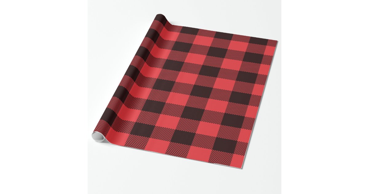 Red And Black Plaid Holiday Wrapping Paper Zazzle