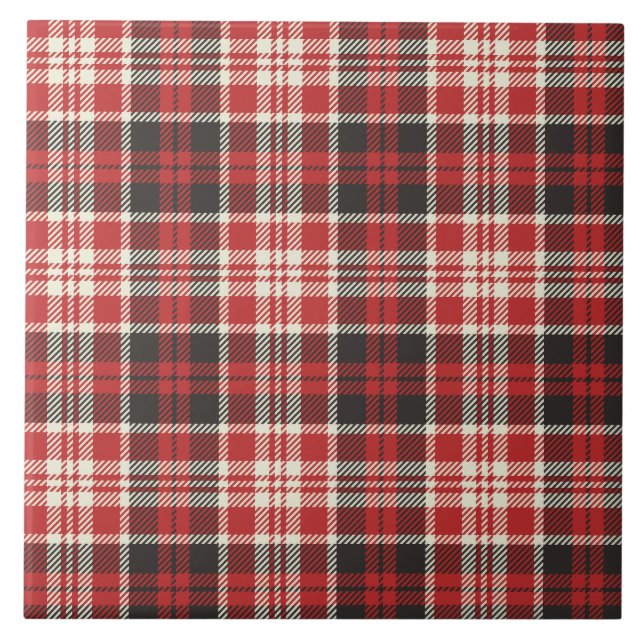 Red and Black Plaid Pattern Tile (Front)