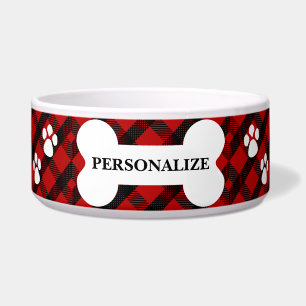 Red and Black Plaid - Pet Bowl 