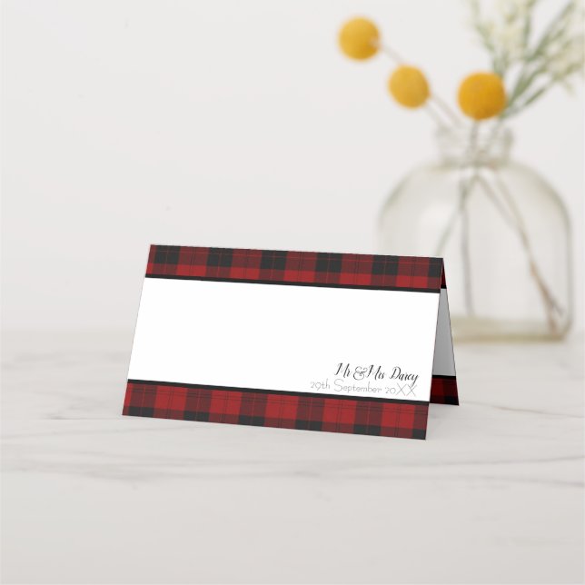 Red and Black Plaid Place Card (Front)