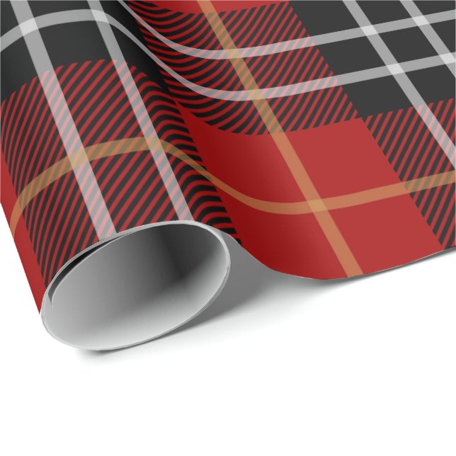 Red and Black Plaid Tartan Gingham Check Pattern Wrapping Paper (Roll Corner)