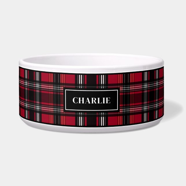 Red And Black Plaid Tartan Pattern With Name (Front)