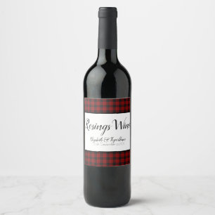 Red and Black Plaid Wine Label