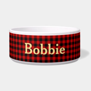 Red and Black Plaid with Name