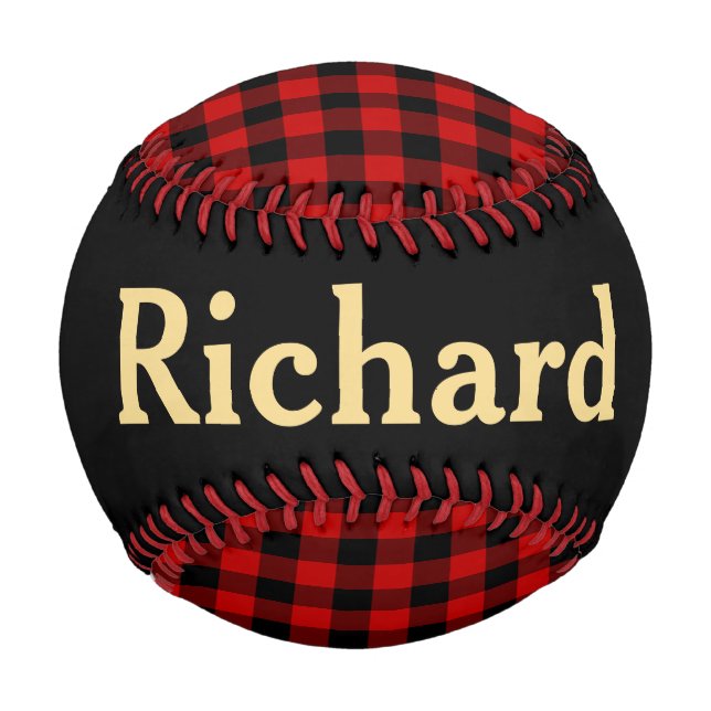 Red and Black Plaid with Name Baseball (Front)