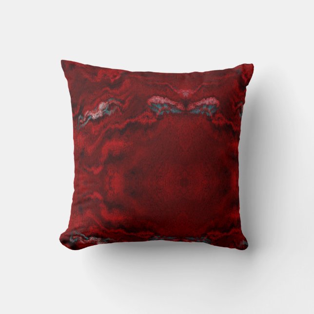 Red and black plush cloth textured cushion (Front)