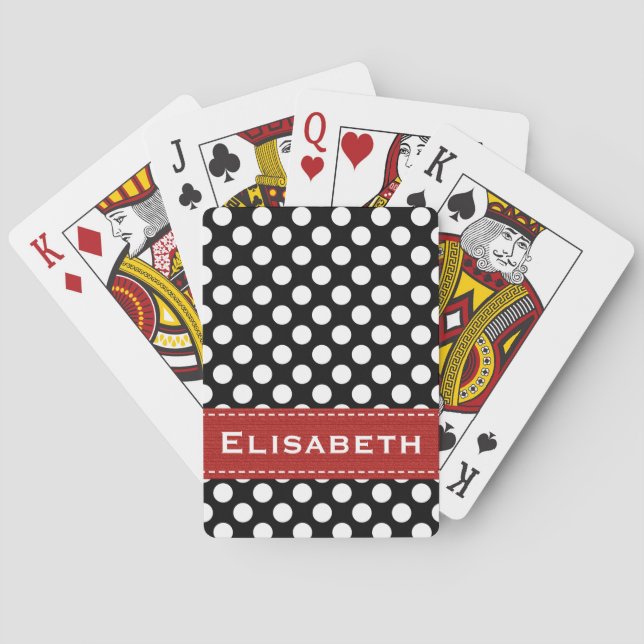 Red and Black Polka Dot Bicycle® Playing Cards (Back)