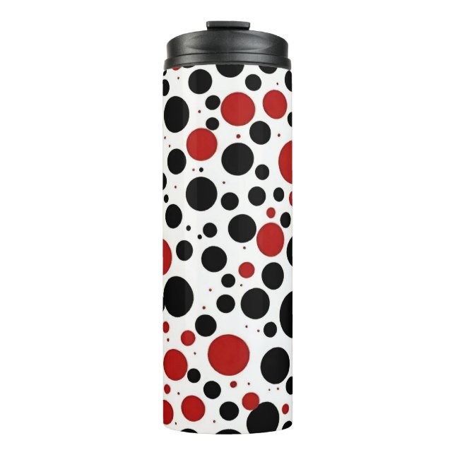 Red and Black Polka Dot Pattern Leggings Thermal Tumbler (Front)