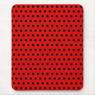 Red and Black Polka Dot Pattern. Spotty. Mouse Mat