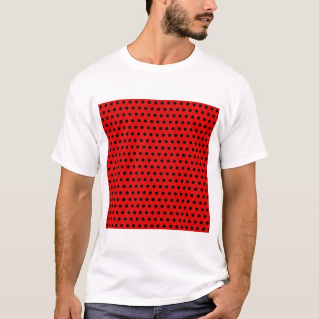 Red and Black Polka Dot Pattern. Spotty. T-Shirt (Front)