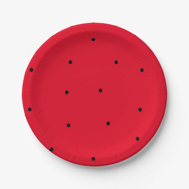 Red and Black Polka Dot Plates Party Decor (Front)